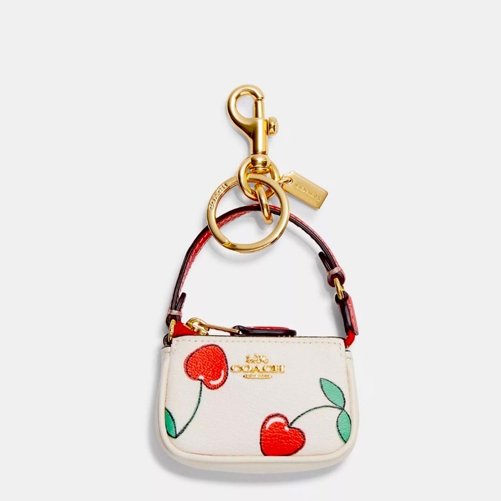 Coach Mini Nolita Bag Charm With Heart Cherry Print